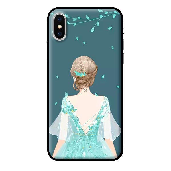 Ốp in cho iPhone X Cô Gái Nền Xanh - Hàng chính hãng