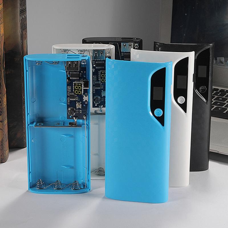 594F 18650 Pin Power Bank Case Hộp lưu trữ 5V Màn hình kỹ thuật số USB kép Bộ sạc điện thoại di động Giá đỡ pin Hộp sạc Màu sắc: Đen