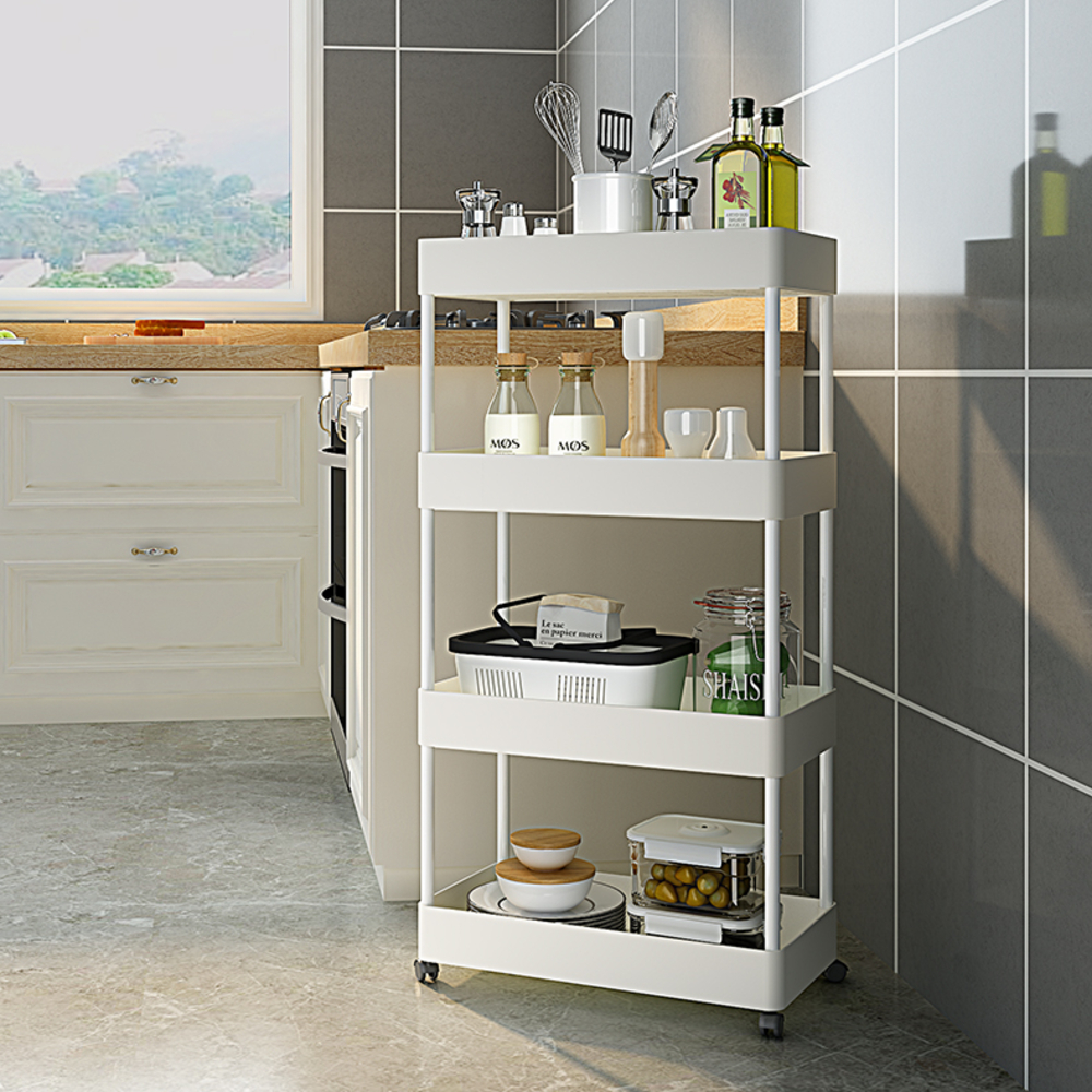Kệ Nhà Tắm 4 Tầng Để Dầu Gội Sữa Tắm, Có Bánh Xe Di Chuyển Linh Hoạt Để Khe Hẹp Tiết Kiệm Diện Tích Tận Dụng Không Gian Hở - Giao Màu Ngẫu Nhiên