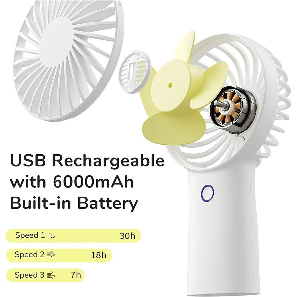 Quạt Cầm Tay Mini JISULIFE F2D ABS 6000mAh - Sạc Nhanh - Sử Dụng Lên Đến 30H - Hàng Chính Hãng