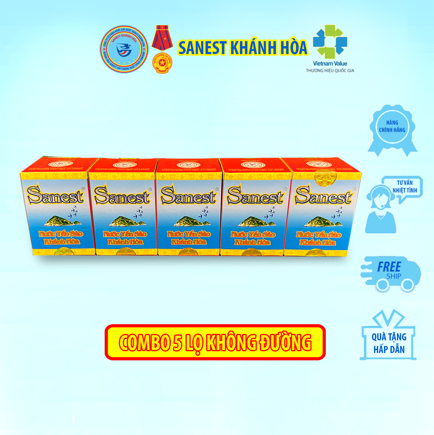 Nước Yến sào Khánh Hòa Sanest đóng lọ 70ml - Sản phẩm sử dụng đường dành cho người ăn kiêng