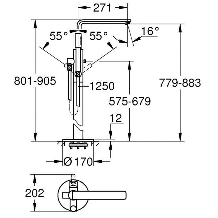 Vòi xả bồn tắm + bộ âm Grohe 23792001+29086000