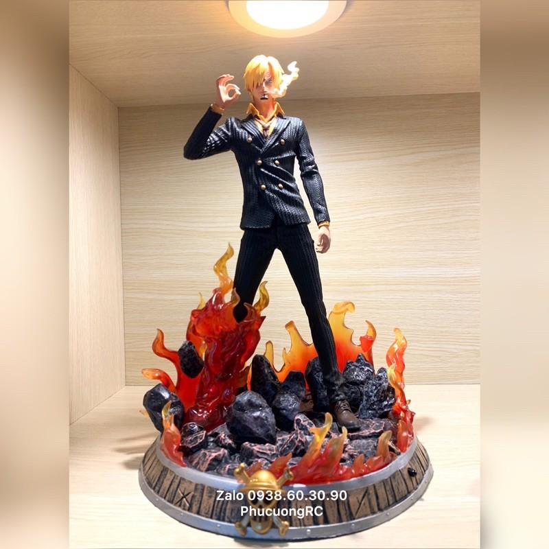 Mô hình One Piece - Sanji chân đen có led sắc nét màu đậm áo lửa đỏ tươi 38cm