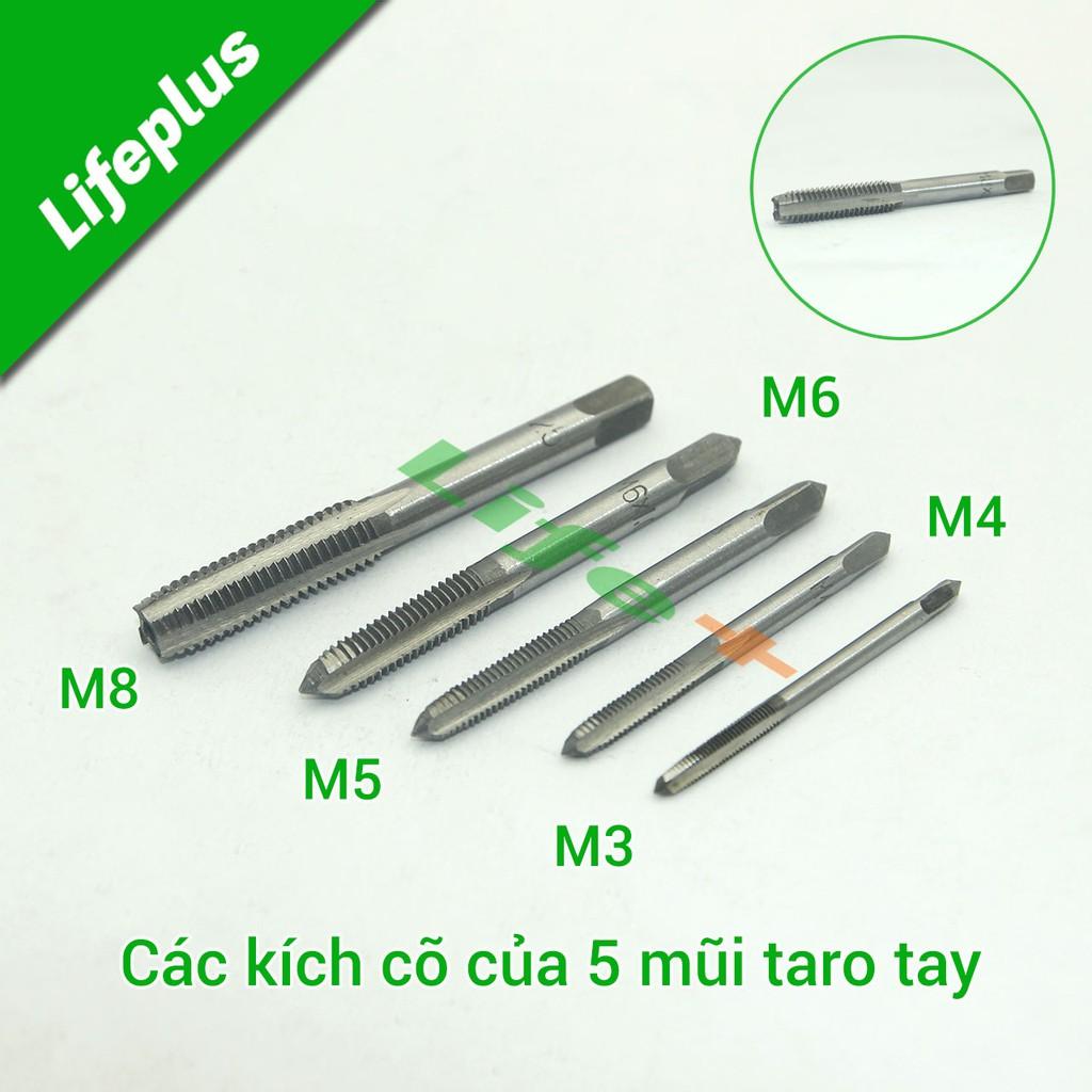 Tay quay taro tựng động - Tặng kèm 5 mũi taro từ m3 đến m8