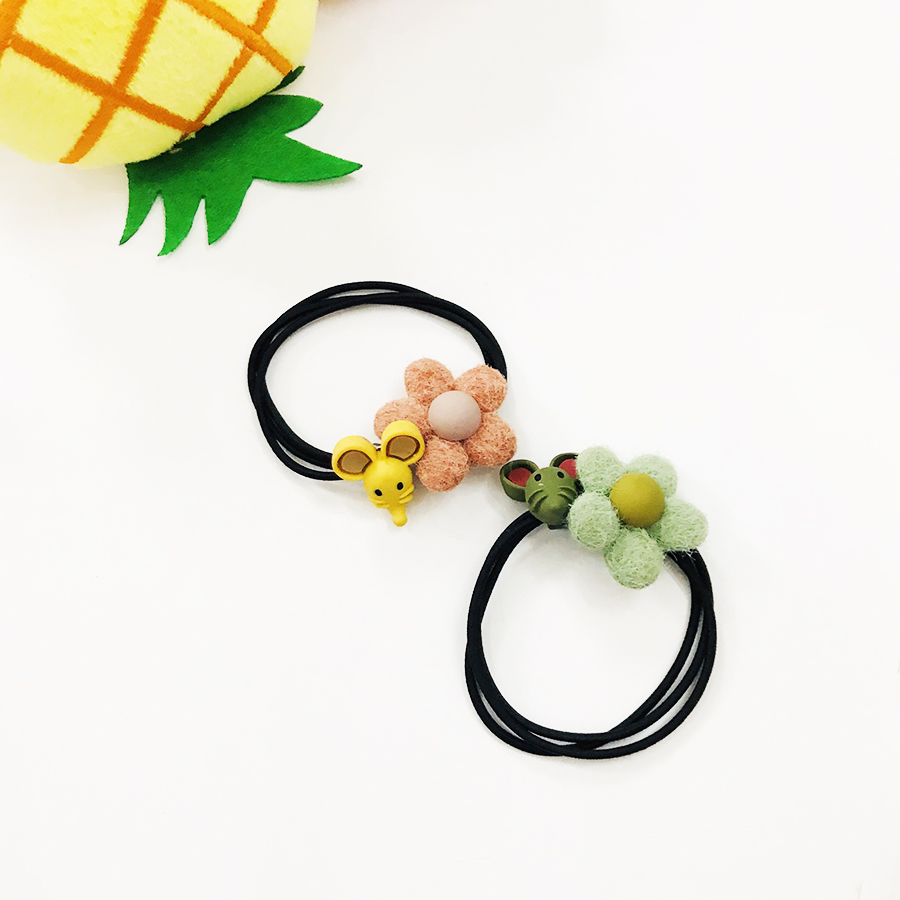 Set 2 dây buộc tóc hình hoa và chuột dễ thương - Mẫu ngẫu nhiên