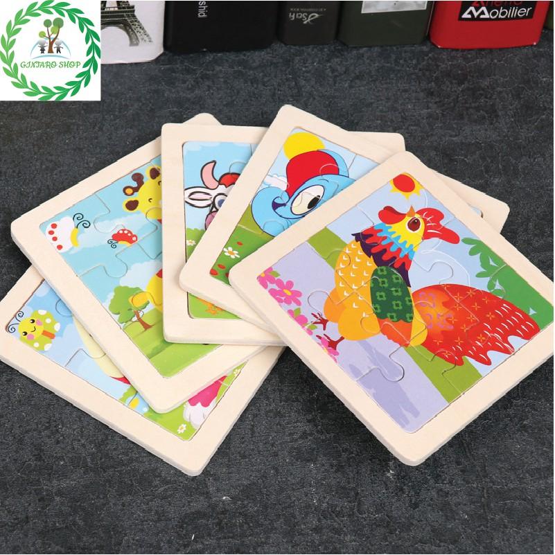 Đồ chơi xếp hình chất lượng cao puzzle , Bộ xếp hình bằng gỗ 9 miếng đa dạng hình ảnh GINTARO SHOP