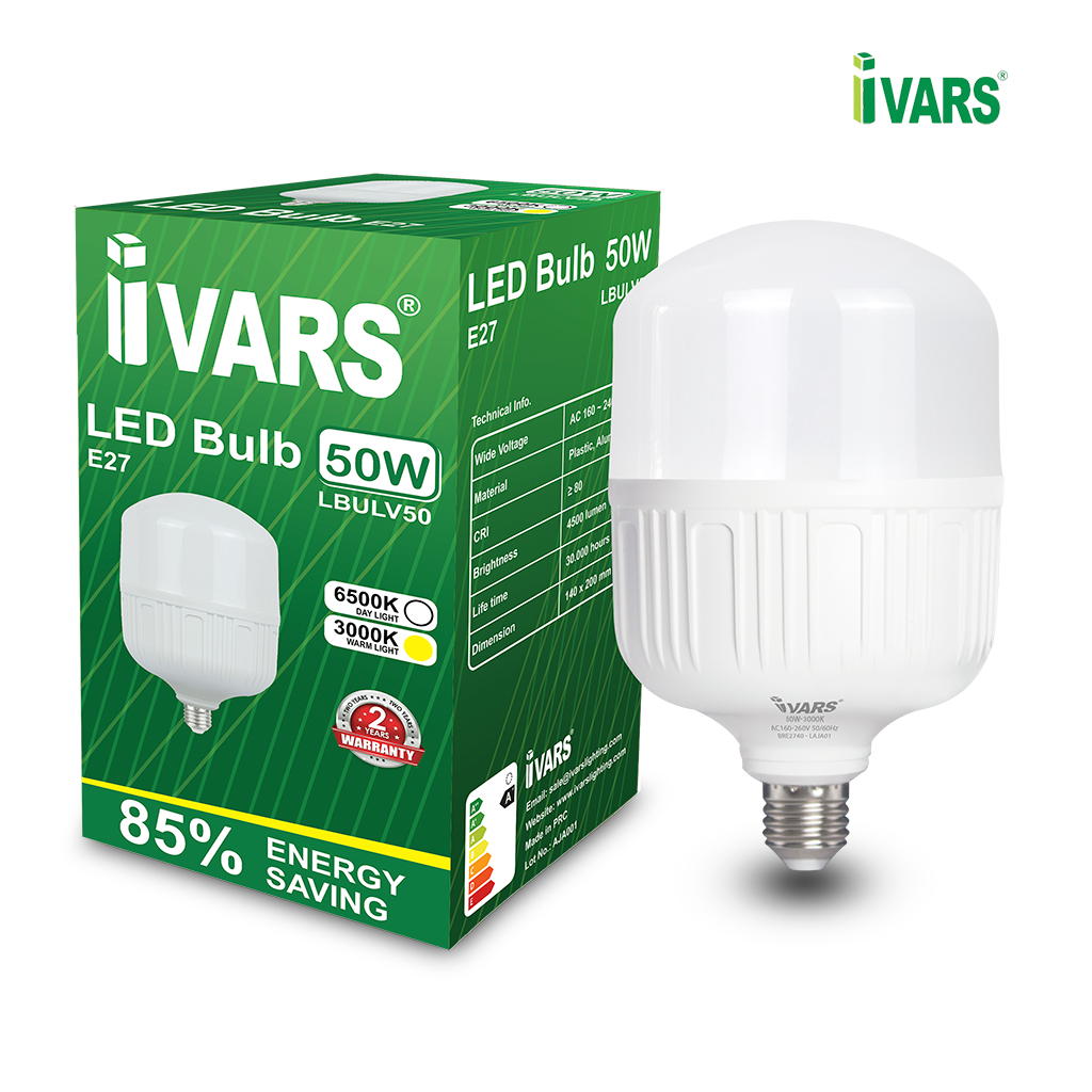 Đèn LED BULB Thương Hiệu IVARS - Công Suất 50W - Hàng chính hãng