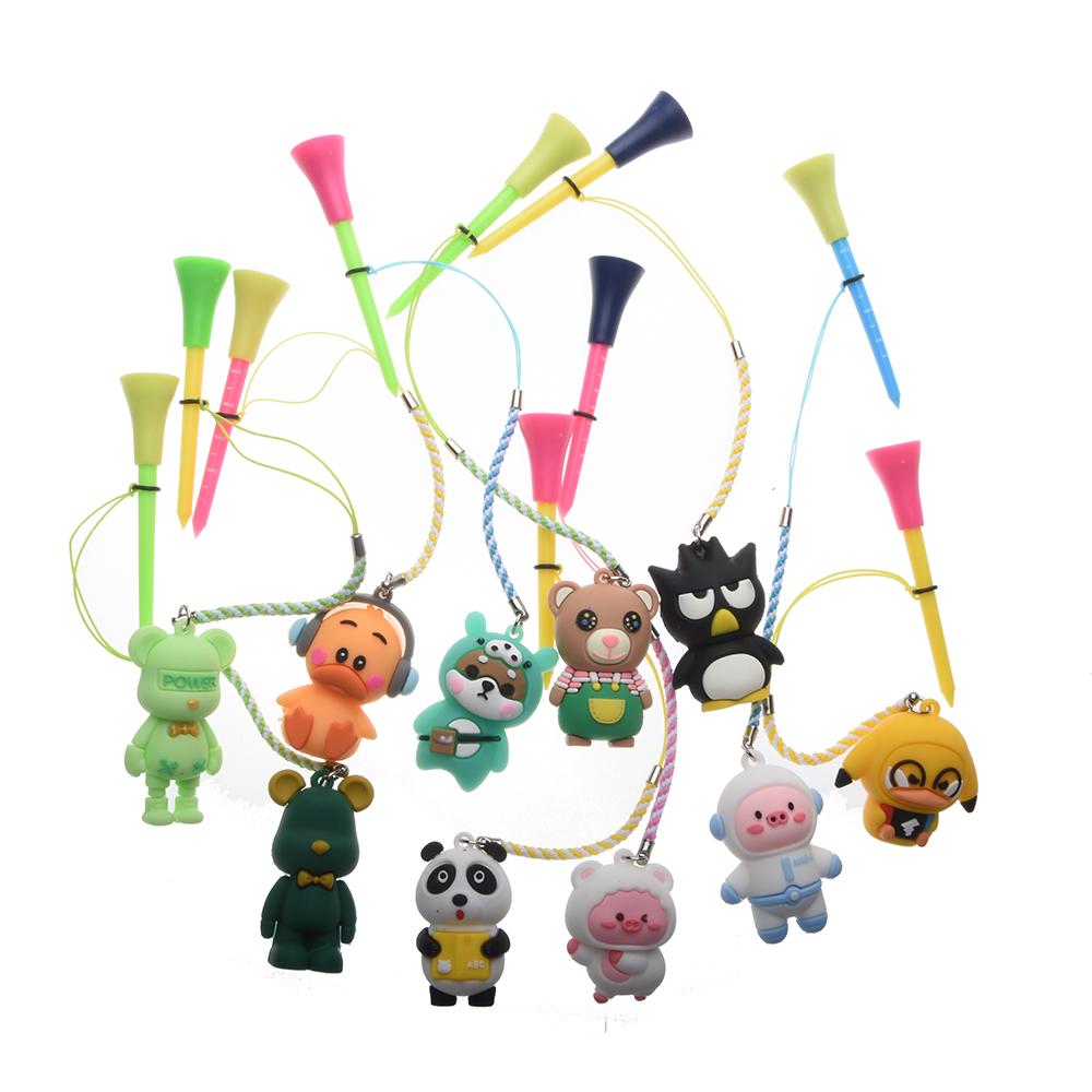 6pc/túi golf 83mm tỷ lệ nhựa nhiều màu với PVC Mẫu phim hoạt hình Golf Người giữ bóng Ngăn chặn Mất Golf cao su Tee Golf Màu sắc: 6PCs mẫu ngẫu nhiên