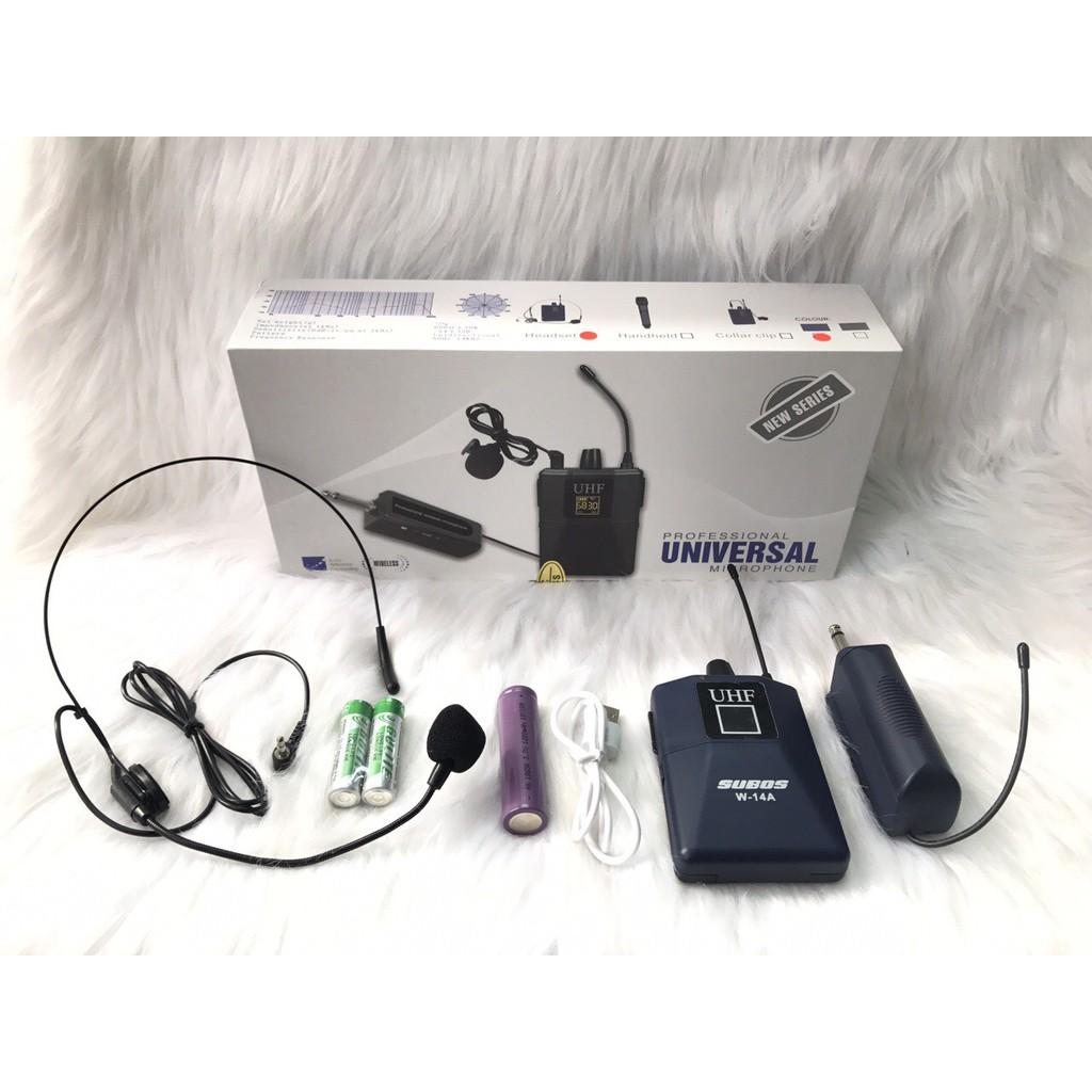 Micro đa năng không dây đeo tai  w14a trợ giảng thuyết trình livestream bán hàng phù hợp nhiều thiết bị âm thanh