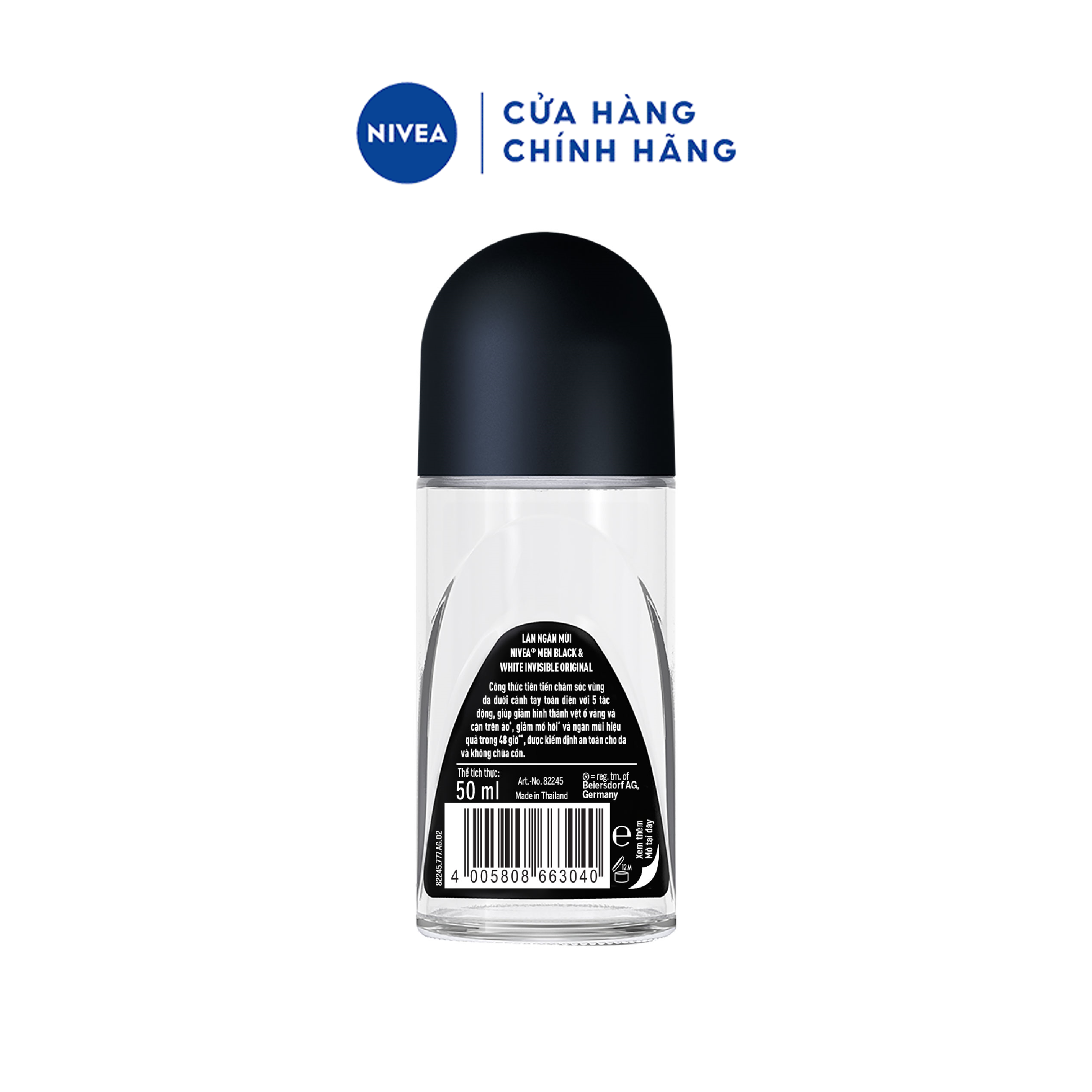Lăn Ngăn Mùi NIVEA MEN Black &White - 48H Ngăn Mồ Hôi - Ngăn Vệt Ố Vàng