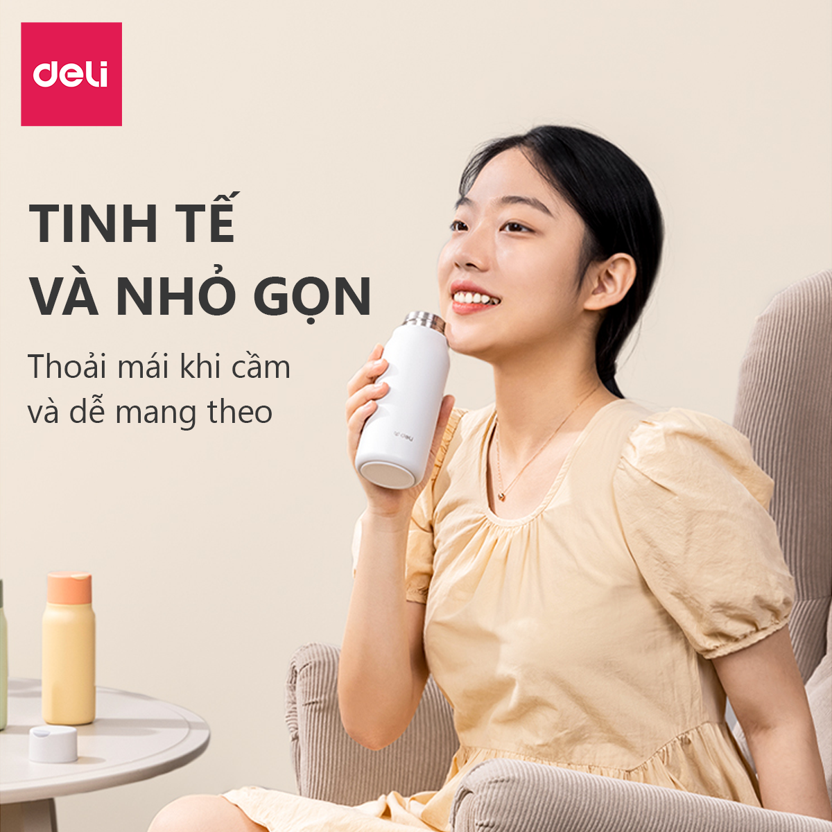 Bình Giữ Nhiệt Nóng Lạnh Vusign Inox 316 350ml Cao Cấp Cách Nhiệt Deli - Phù Hợp Cà Phê Trà Nước Ép Sinh Tố Đá Du Lịch Đi Học Tập Bình Nước Thể Thao Gym Yoga - LL606