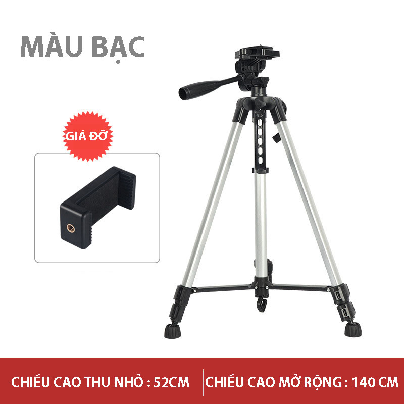 Gậy 3 Chân Máy Ảnh Chụp Hình Selfie Tự Sướng Tripod Floveme - 3366 cao 150cm Kèm Giá Đở Điện Thoại - 3. cách xoay, 360 độ - Hàng chính hãng