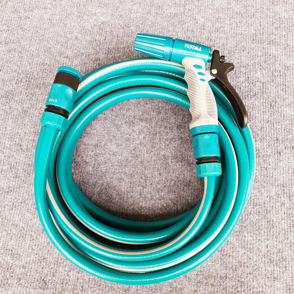 Bộ dây ống nước xịt cho vòi tưới cây rửa sân vườn kèm khớp nối nhanh TOTAL bán lẻ – 2 3 4 5 6 7 8 9 10 15 20 m mét – VÒI 3 kiểu phun,5 MÉT