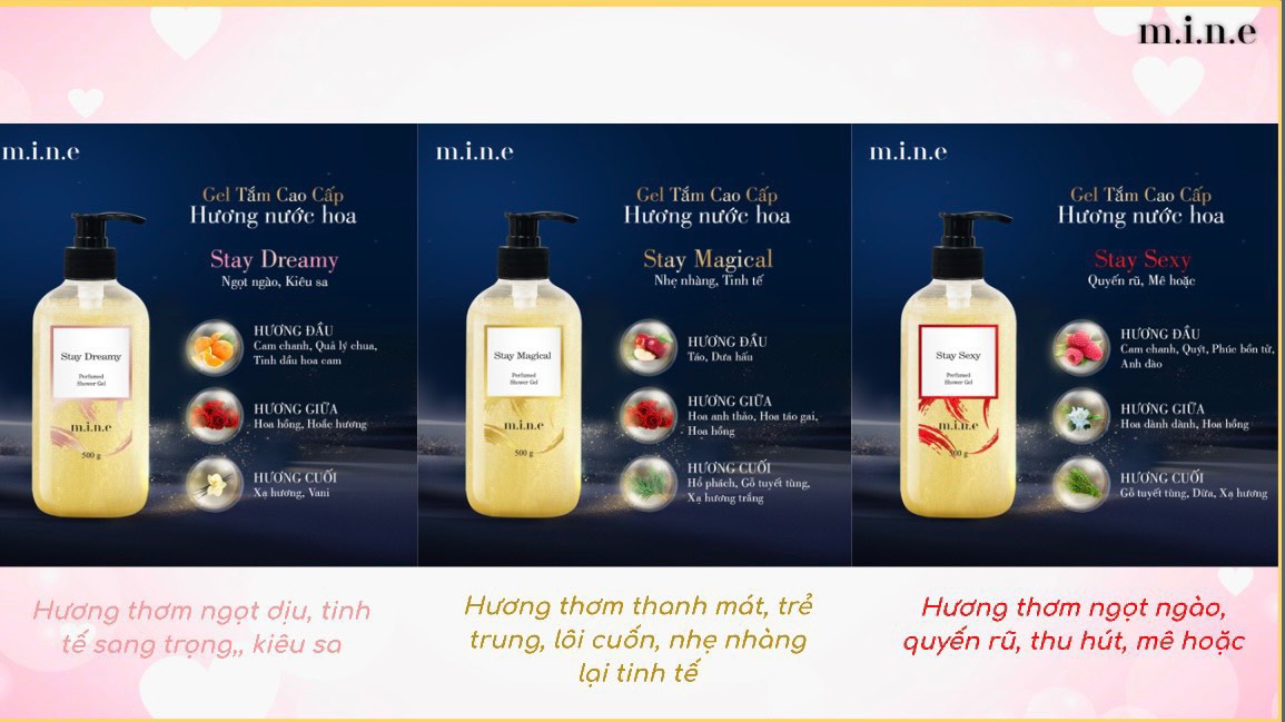 Gel tắm sáng da nhũ vàng hương nước hoa Mine – Stay Magical (Shower gel skin brightening emulsion yellow incense perfume mine)