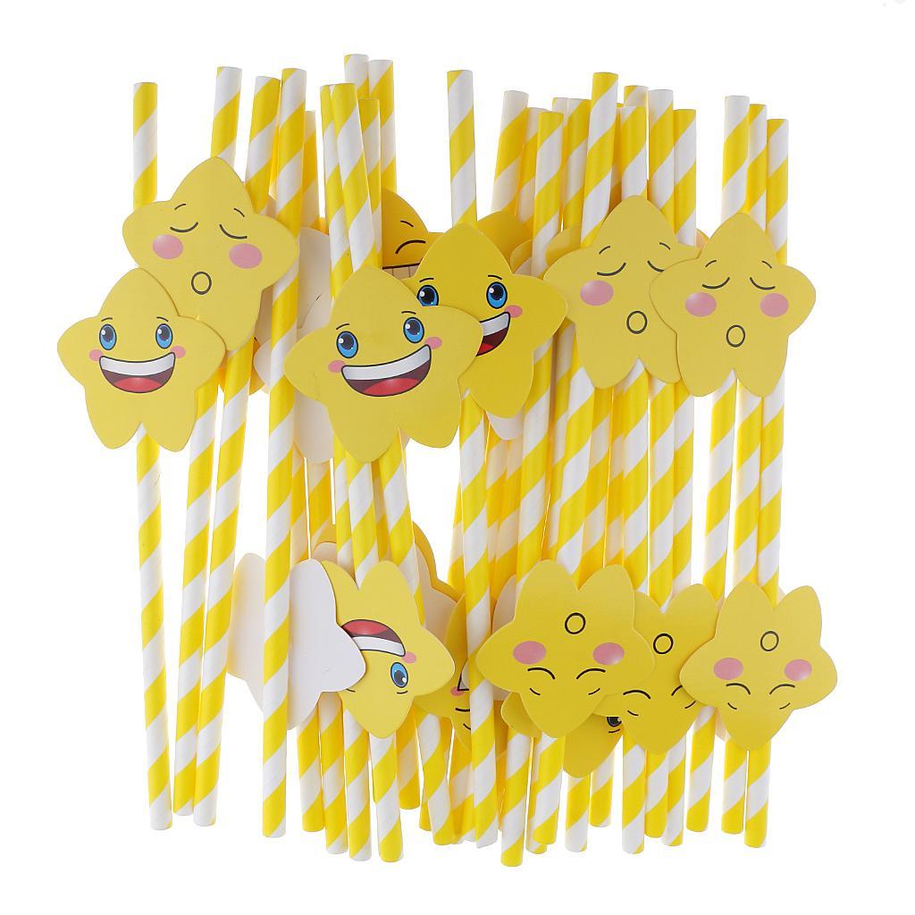 30pcs Yellow Paper Disposable Drinking Straws For Party Baby Shower Decor