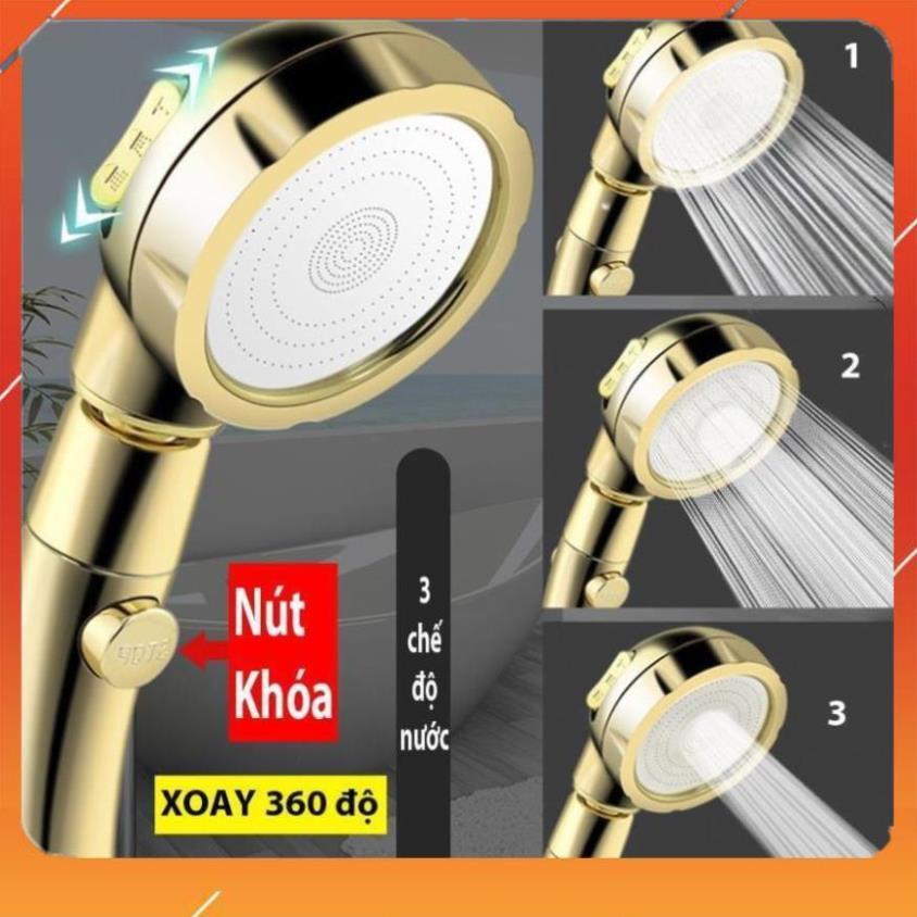 ️ Vòi Sen Tăng áp Có Nút Khóa Nước 3 chế độ Phun, Xoay 360 độ Hàng Xịn - Vàng Gold 206783