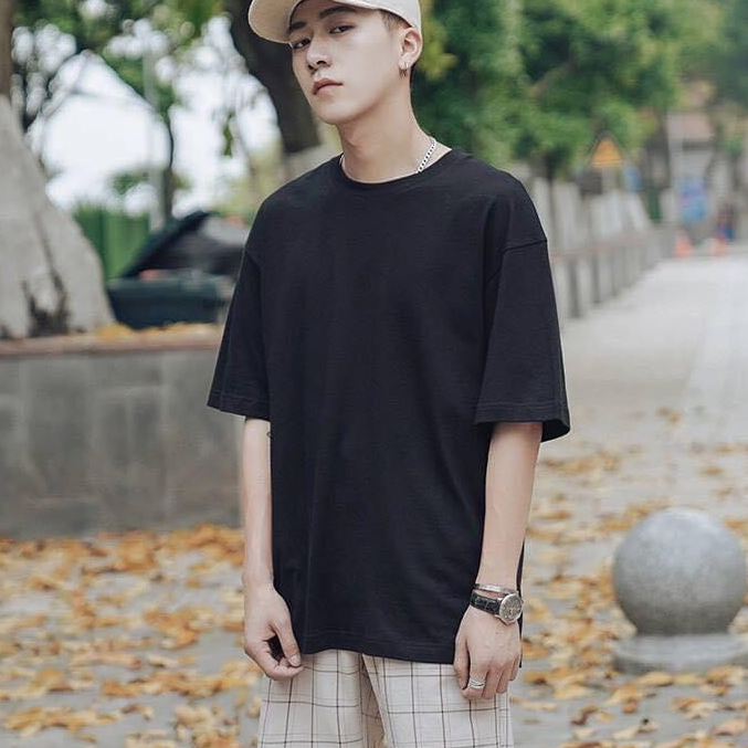 Áo thun trơn tay lỡ form rộng unisex - Phông trơn