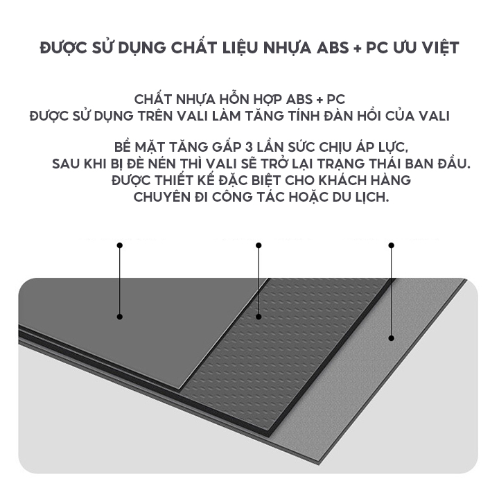 Vali du lịch bằng nhựa tay kéo nhôm hình chú thỏ trừu tượng bay bổng size 20 24 26