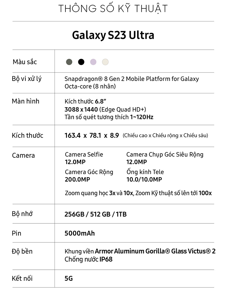 Điện thoại Samsung Galaxy S23 Ultra 5G (12GB/512GB)