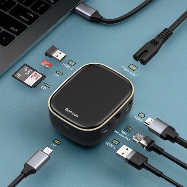 Bộ Hub kiêm sạc 60W, mở rộng 7 in 1 Baseus (USB 3.0*2 + HDMI + SD/TF + RJ45 , 60W, 5Gbps)- Hàng chính hãng