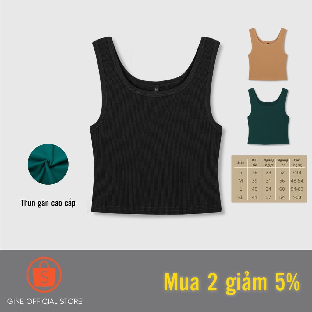 Áo croptop nữ hai dây bản to SUE chất thun bo gân co giãn, áo thun Tanktop body dáng lửng cho nữ GINE STORE