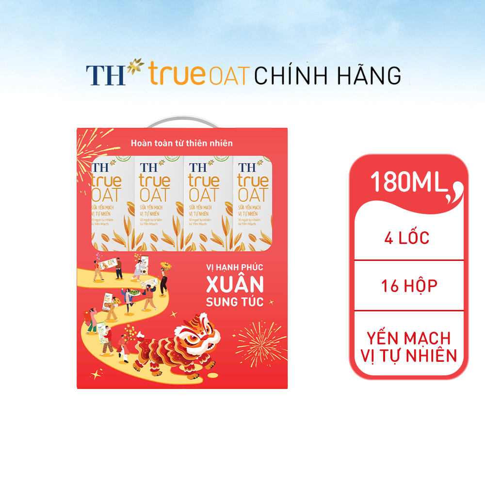 Combo Hộp quà Tết 4 lốc Sữa yến mạch vị tự nhiên TH true OAT (180ml x 4 hộp)