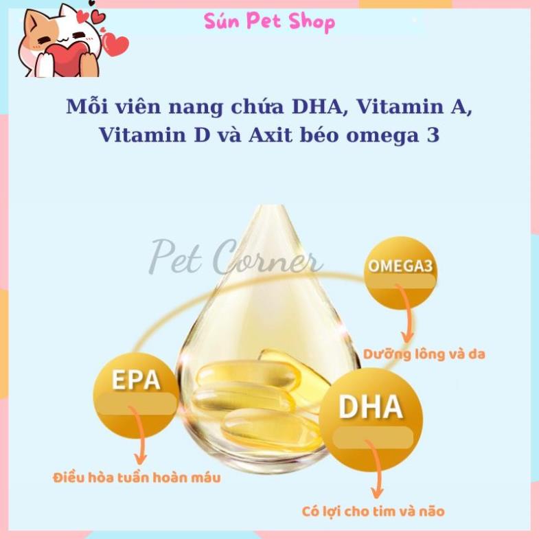 Viên dầu cá cho chó mèo Pet Fish Oil, bổ sung Omega 3, tăng sức đề kháng và dưỡng lông