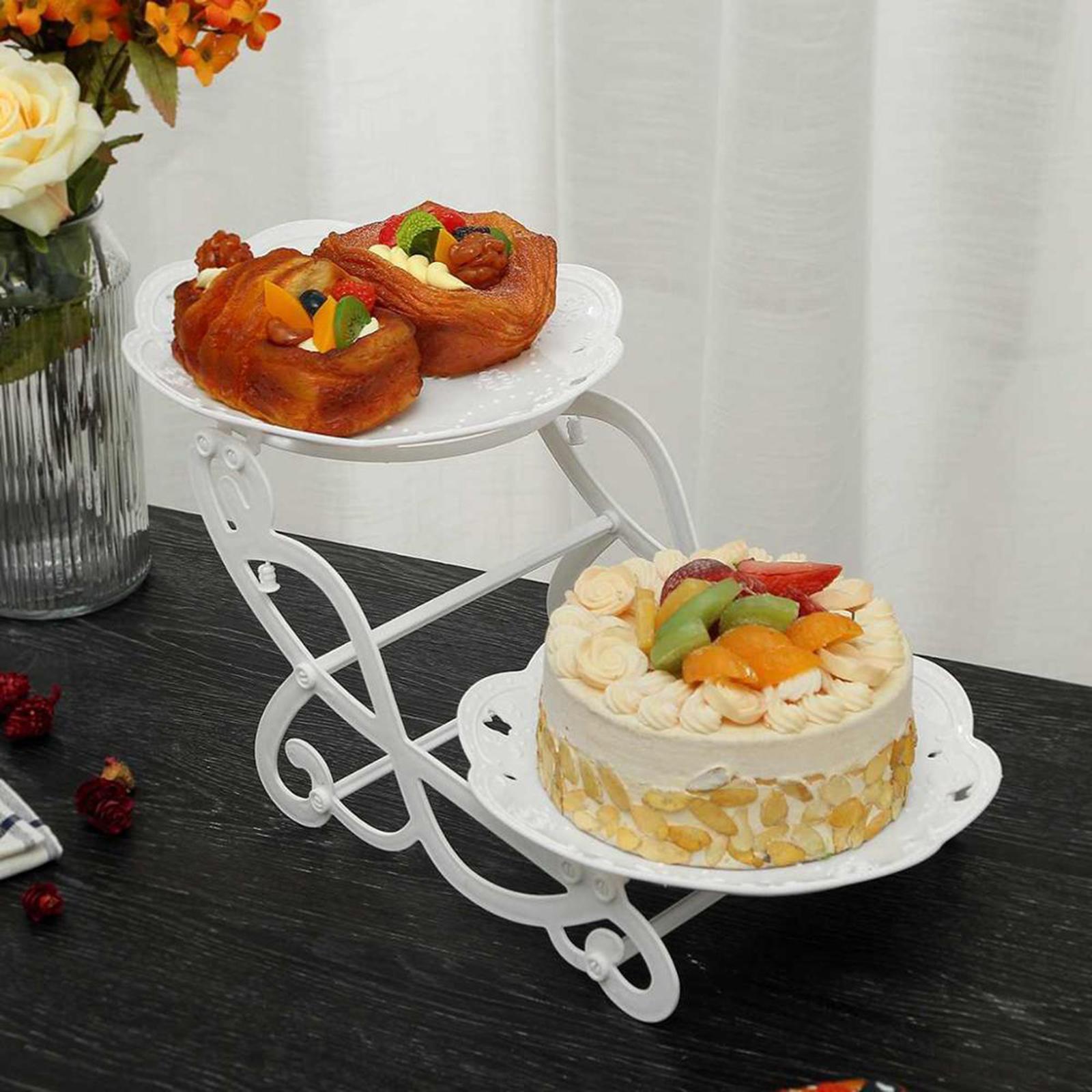2 Tiers Cake Stand Snack Display Tray Dessert Tray for Dessert Afternoon Tea