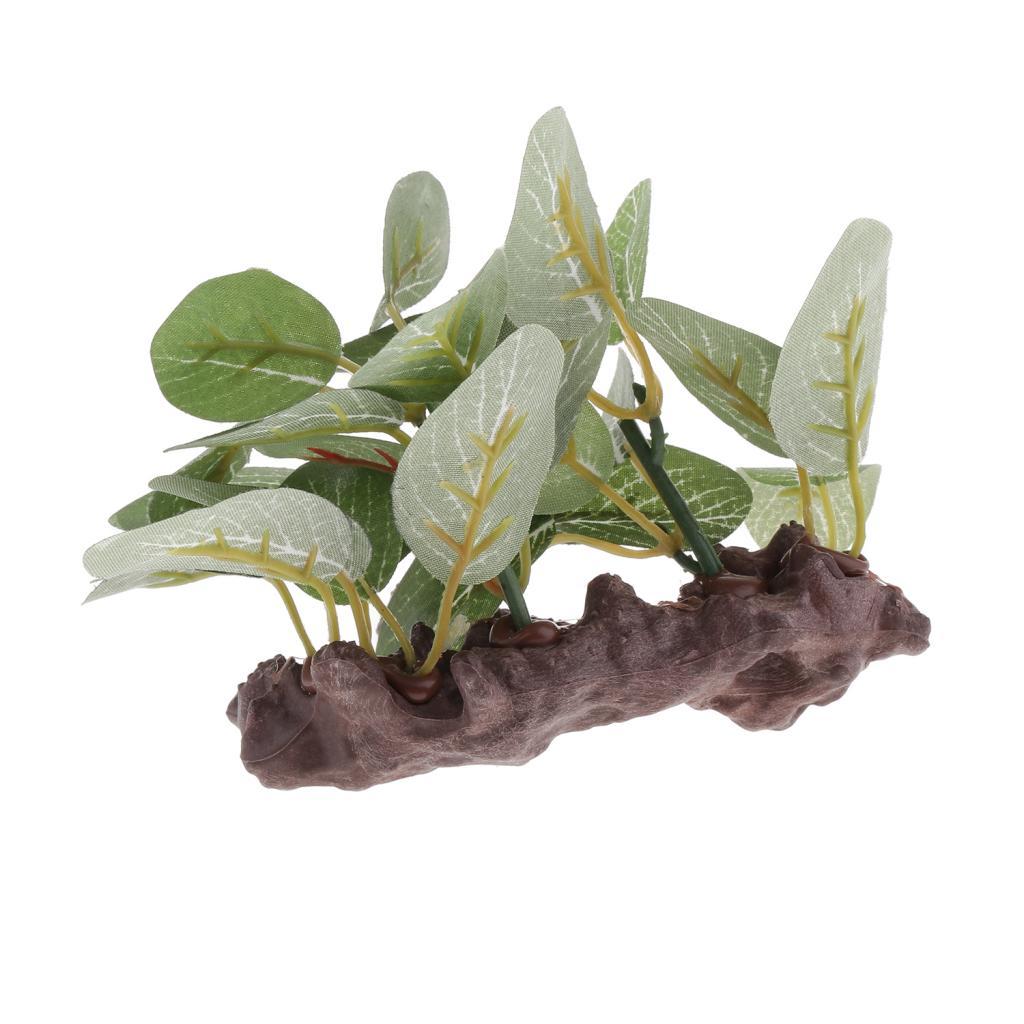 Reptile Resin Artificial Plant, Terrarium Grass Flexible Pet Habitat Decor for Crested Gecko Lizard Spider Scorpion Snake Other Small Animals
