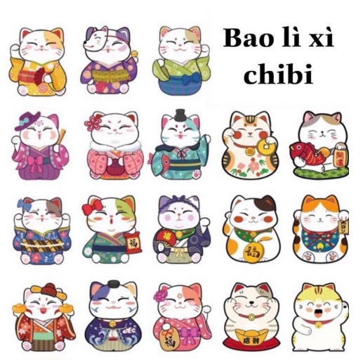 Combo 10 Bao Lì Xì Chibi, Lì Xì Hoạt Hình Tết Quý Mão 2023 Mới Cao Cấp Đẹp Độc Lạ GD619-Lixi-HH-10