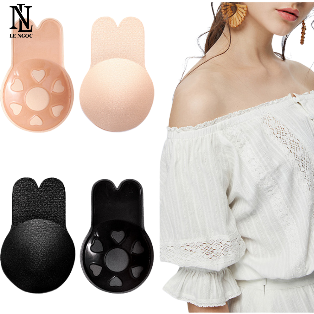 Cặp miếng dán ngực, miếng dán ti nâng ngực hình tai thỏ siêu dính tái sử dụng nhiều lần -LN017