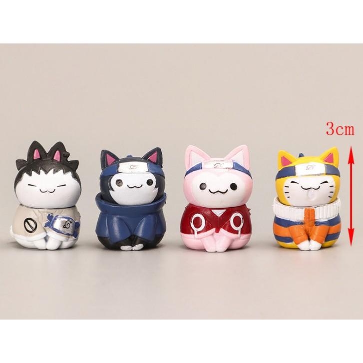 Full bộ mô hình 8 con Mèo Naruto đầu tròn quà tặng trang trí