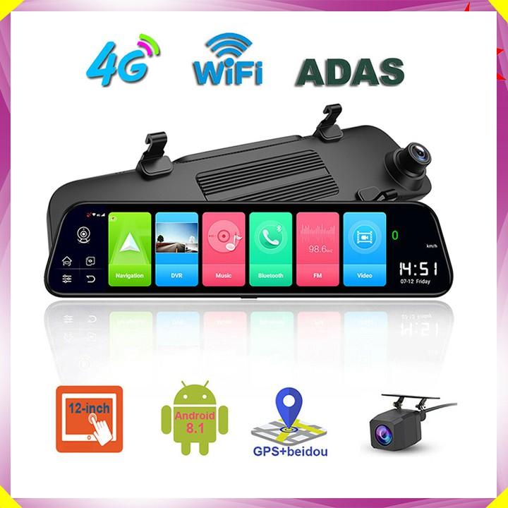 Camera hành trình gương ô tô cao cấp WHEXUNE D50 màn hình 12 inch, 4G, Wifi, GPS -Hàng Chính Hãng