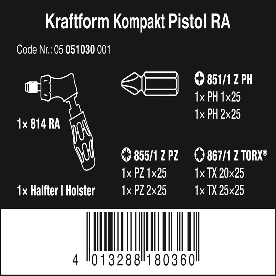Dụng cụ mở vít Kraftform Kompakt Pistol RA Wera 05051030001
