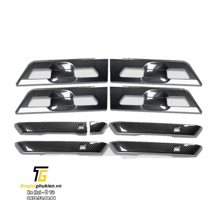 Bộ ốp tay nắm cửa, hõm cửa xe Kia Carnival vân Carbon