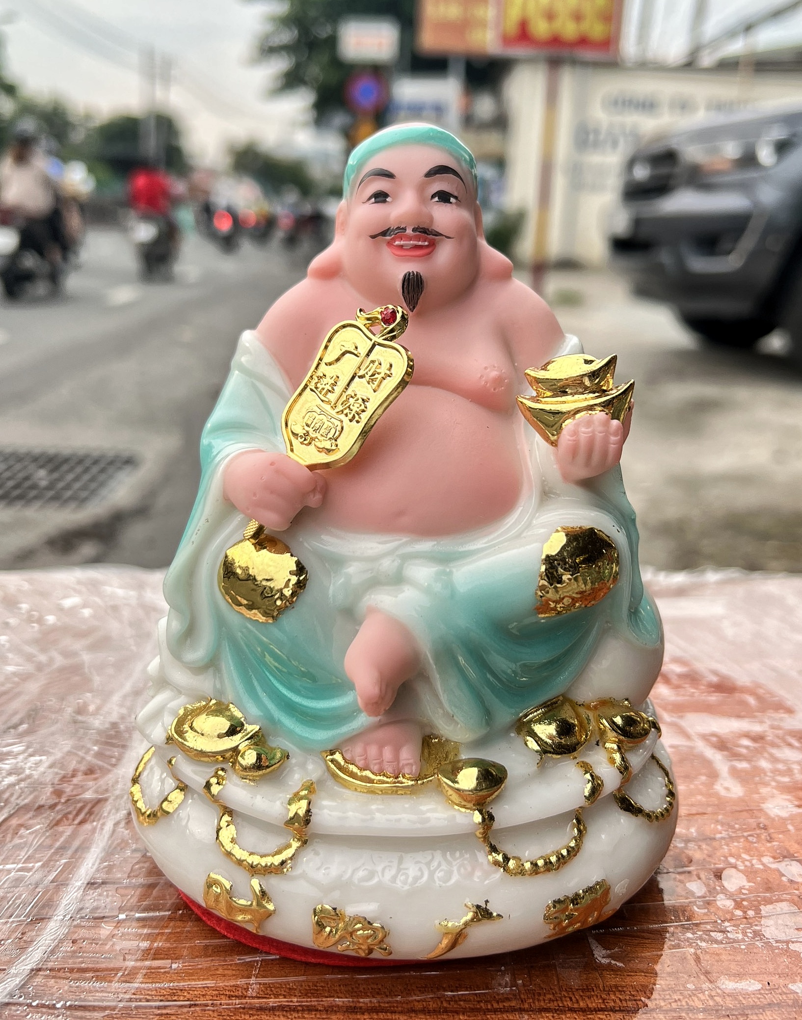 Tượng Thần Tài Thổ Địa Chiêu Tài Lộc Đá Việt Nam Cao 17cm 5 Màu