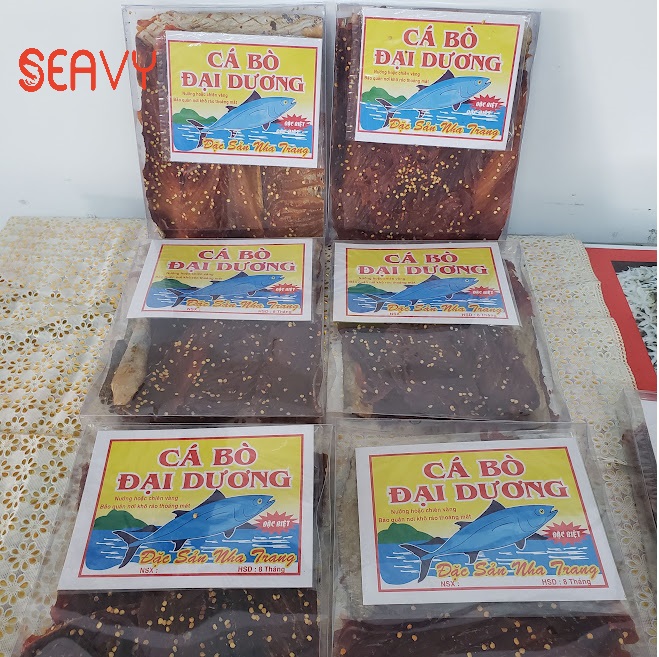 Đặc Sản Nha Trang - Khô Cá Bò Đại Dương Phi Lê Tẩm Gia Vị Sẵn, Seavy Hộp 400g