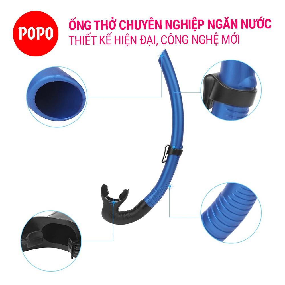 Ống thở lặn biển chuyên nghiệp có khóa cố định với mặt nạ van 1 chiều ngăn nước tuyệt đối chất liệu cao cấp SN52 POPO