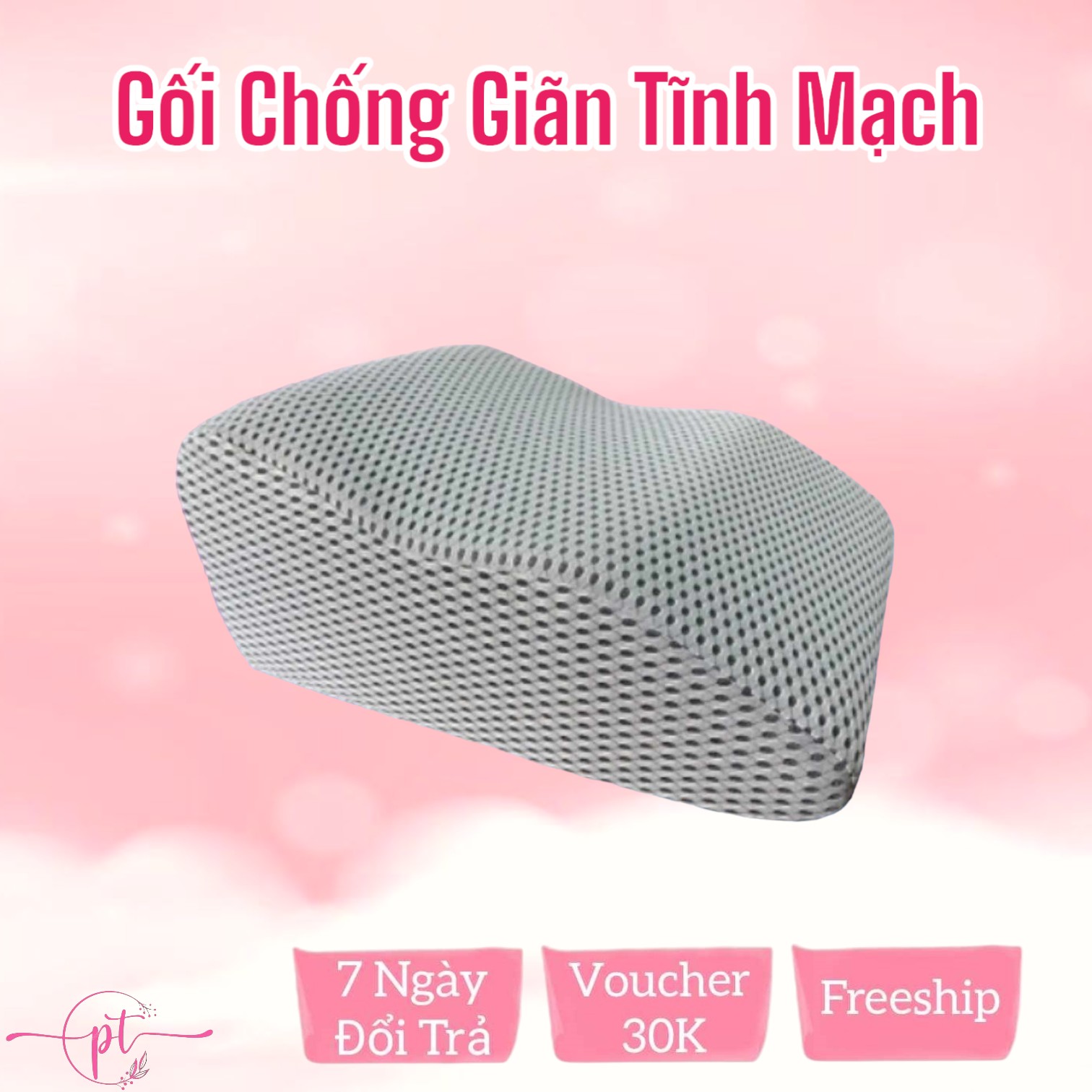 Gối Chống Giãn Tĩnh Mạch Kê Cao Chân Giúp Giảm Tê Buốt, Phù Nề Chân Và Vọp Bẻ Tặng Kèm Áo Vải Lưới 5D Thoáng Mát Được Bọc Sẵng