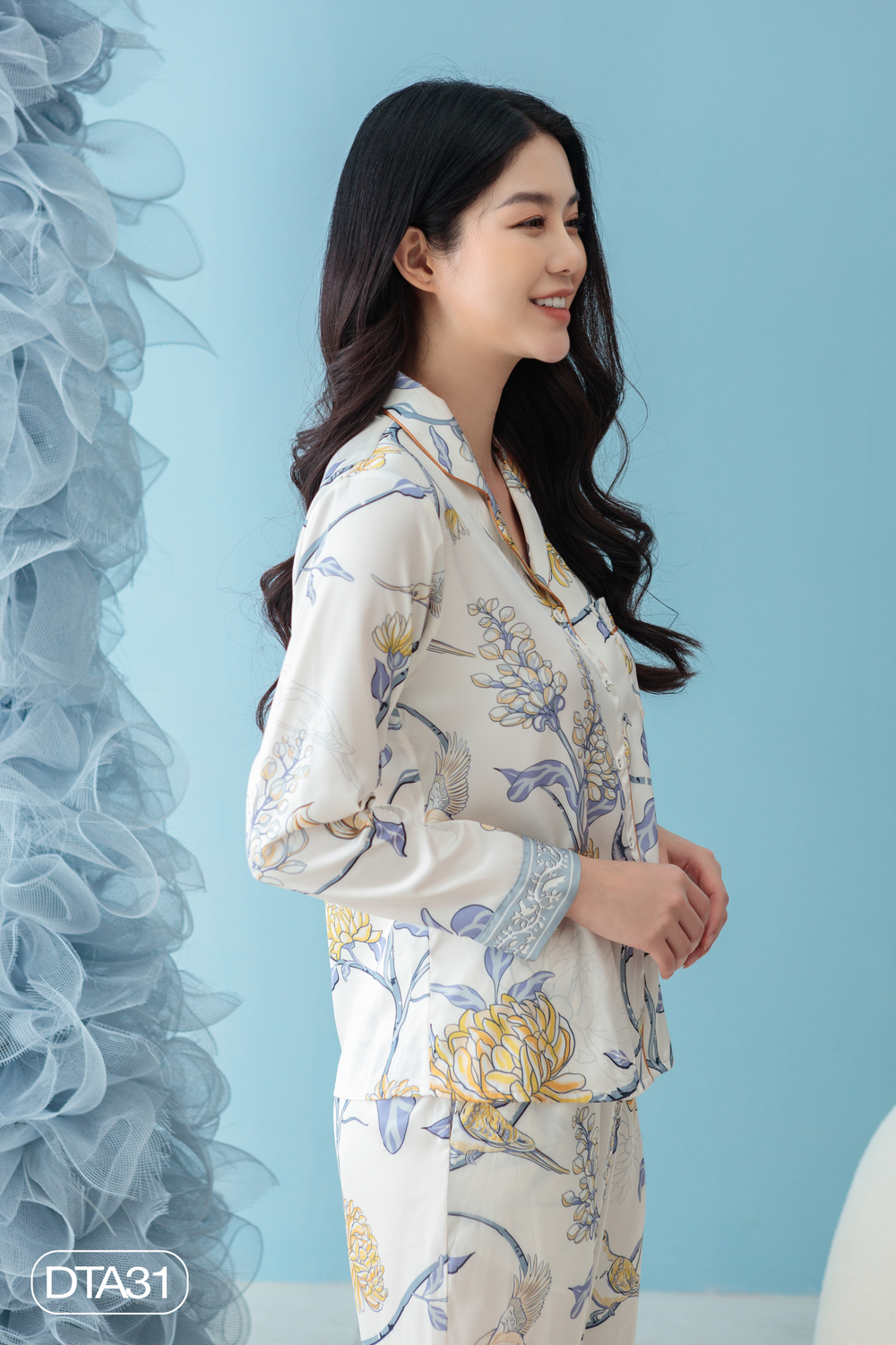 Bộ ngủ satin ZAM Luxury - DTA31 - áo dài tay quần dài