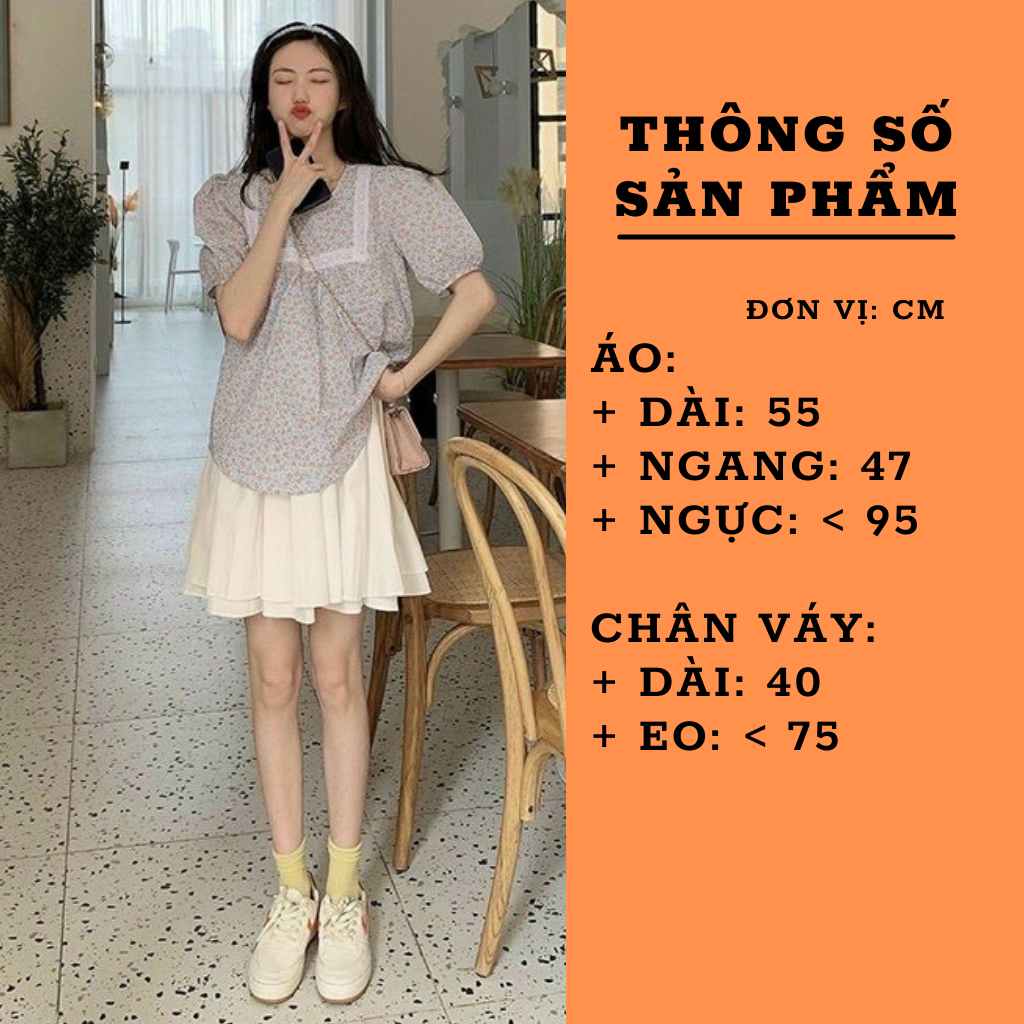 Set áo hoa nhí kèm váy tầng siêu xinh hàng sẵn tại Hana Store