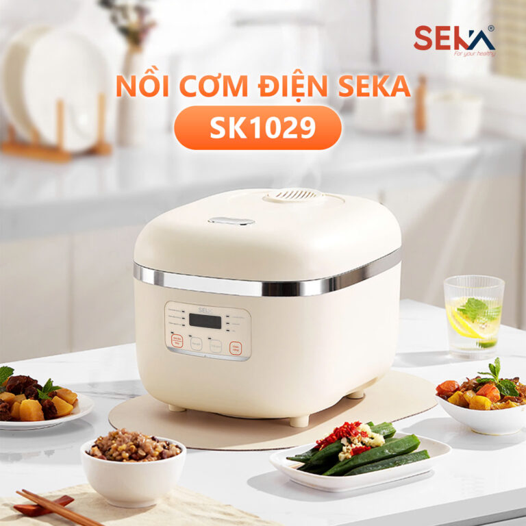 Nồi Cơm Điện Tách Đường 1.6L Seka SK1029 Công Suất 700W Lòng Nồi Ceramic, Bảng Điểu Khiển OLED - Hàng Chính Hãng