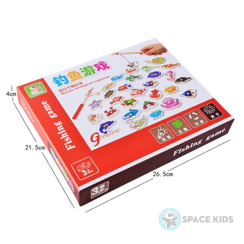 Đồ chơi cho bé Hộp đồ chơi câu cá gỗ gắn nam châm 32 chi tiết cho bé vui chơi