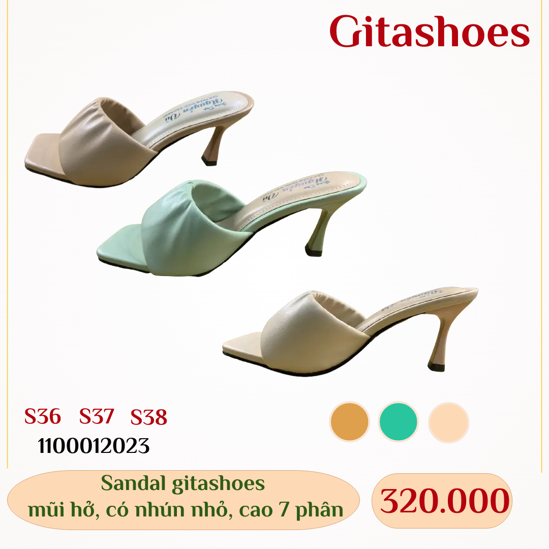 Giày Sandal gitashoes mũi hở, có nhún nhỏ, cao 7 phân - 1100012023