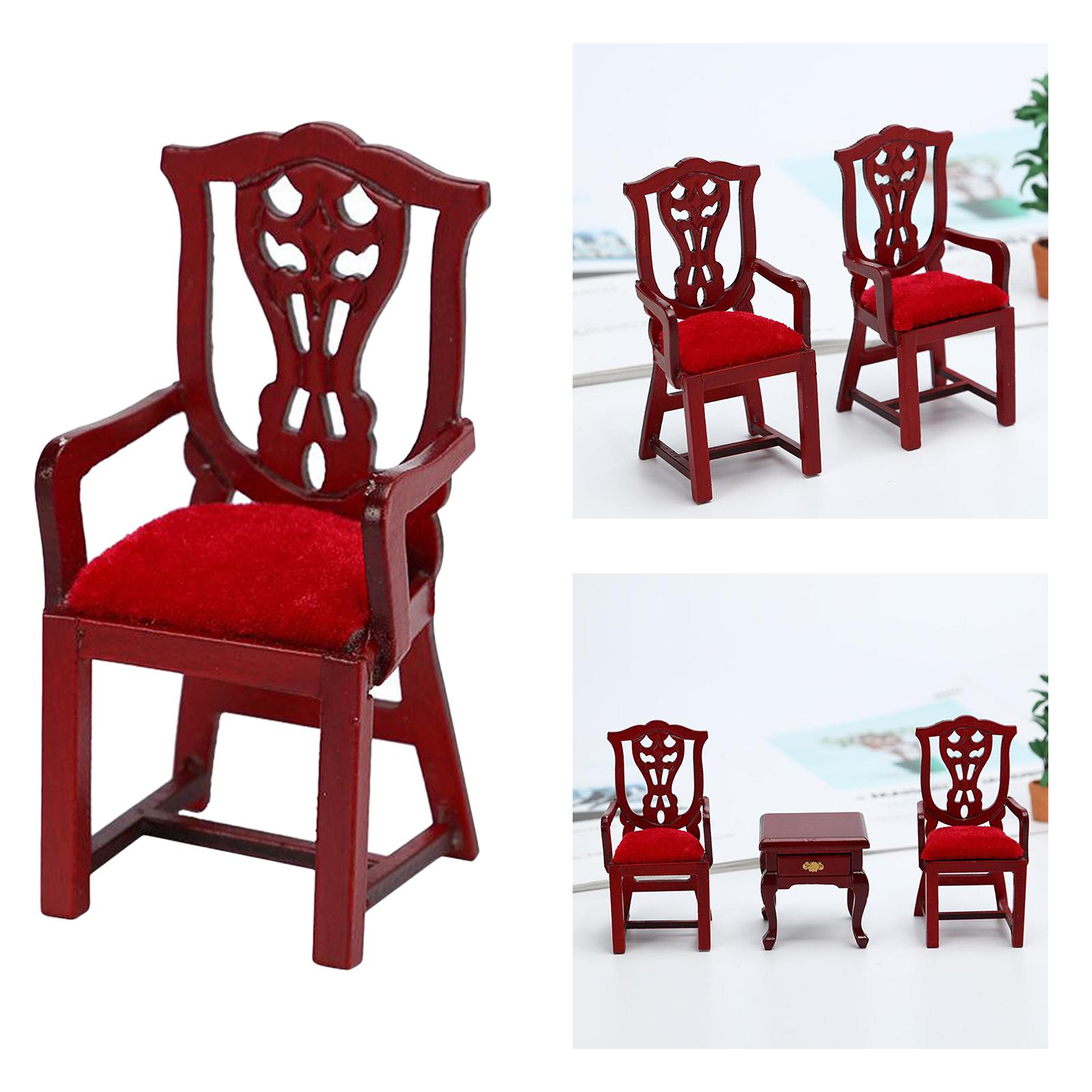 1:12 Scale Doll House Wooden Chair Model Baby Doll Room Supplies Scenery