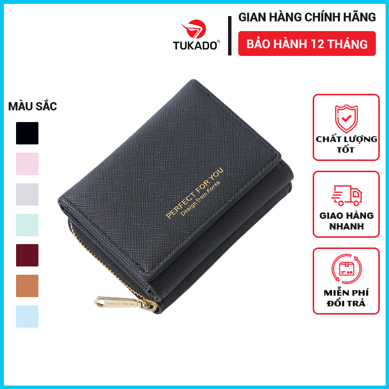 Ví Nữ Mini Cầm Tay PERFECT FOR YOU Dáng Ngắn Nhiều Ngăn Tiện Dụng Chất Da Xước Cao Cấp Cực Đẹp PFY04