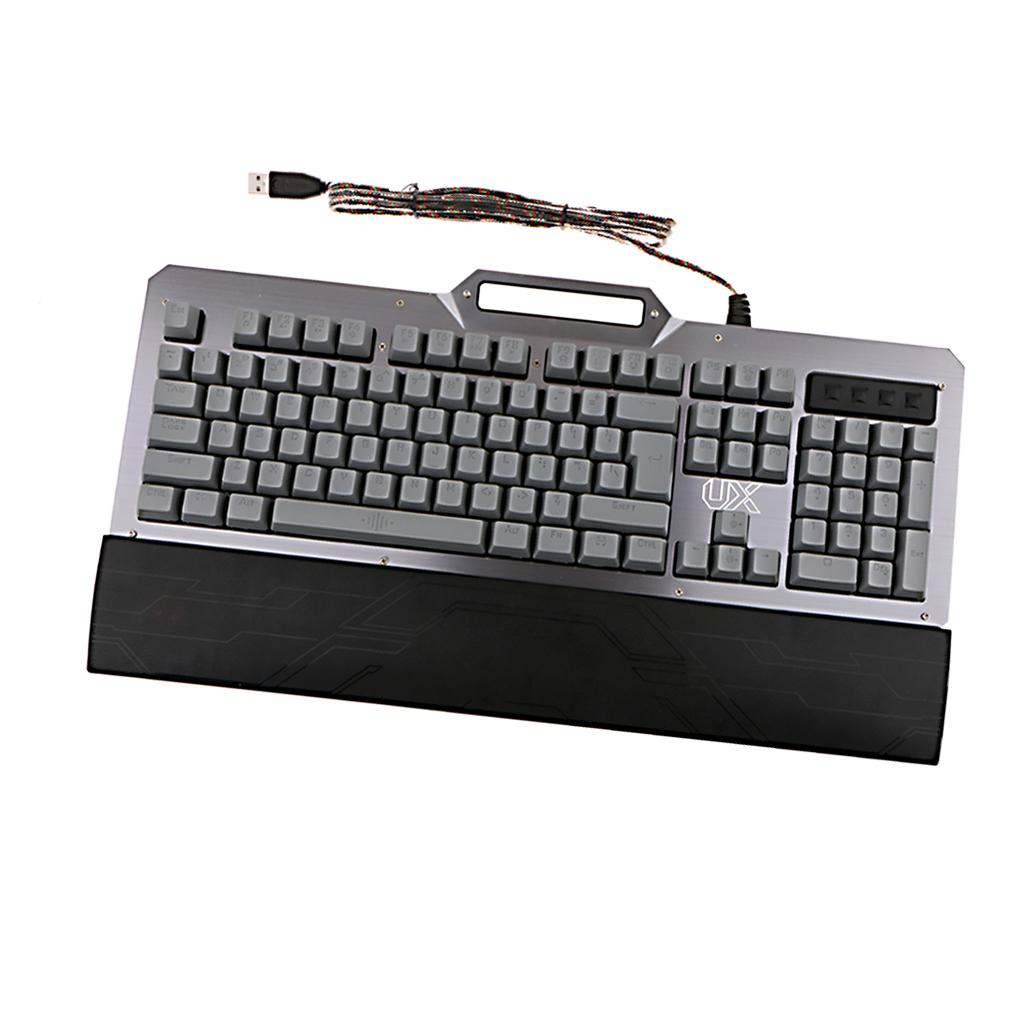 104 Keys Ergonomic Backlit Gaming Mechanical USB Wired Keyboard Blue Switch