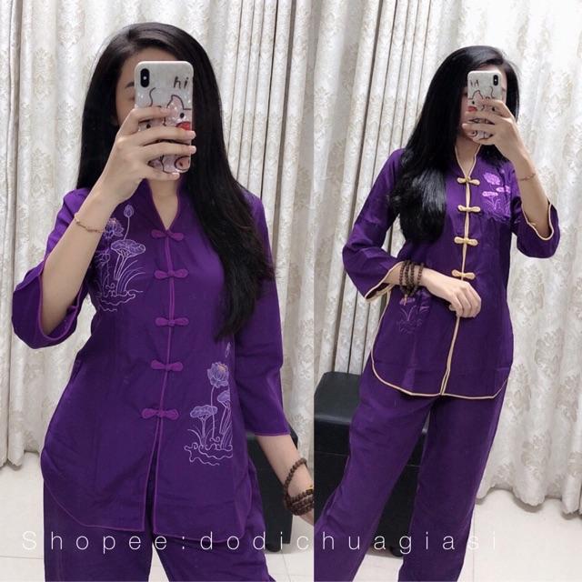 Đồ Lam # Mẫu Cổ Tàu Không Viền # Đồ Bộ Nữ # Quần Áo Nữ