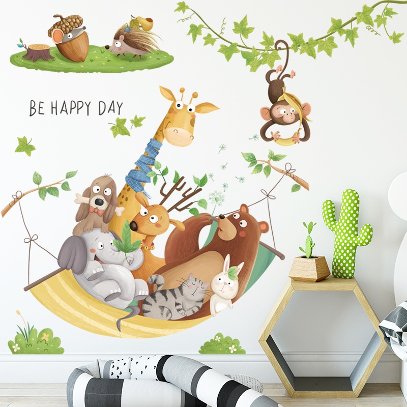 Sticker Giấy Dán Tường Decal Dán tường Tranh Dán Tường Trang Trí Tường Mẫu Các con thú ngộ nghĩnh ZH99
