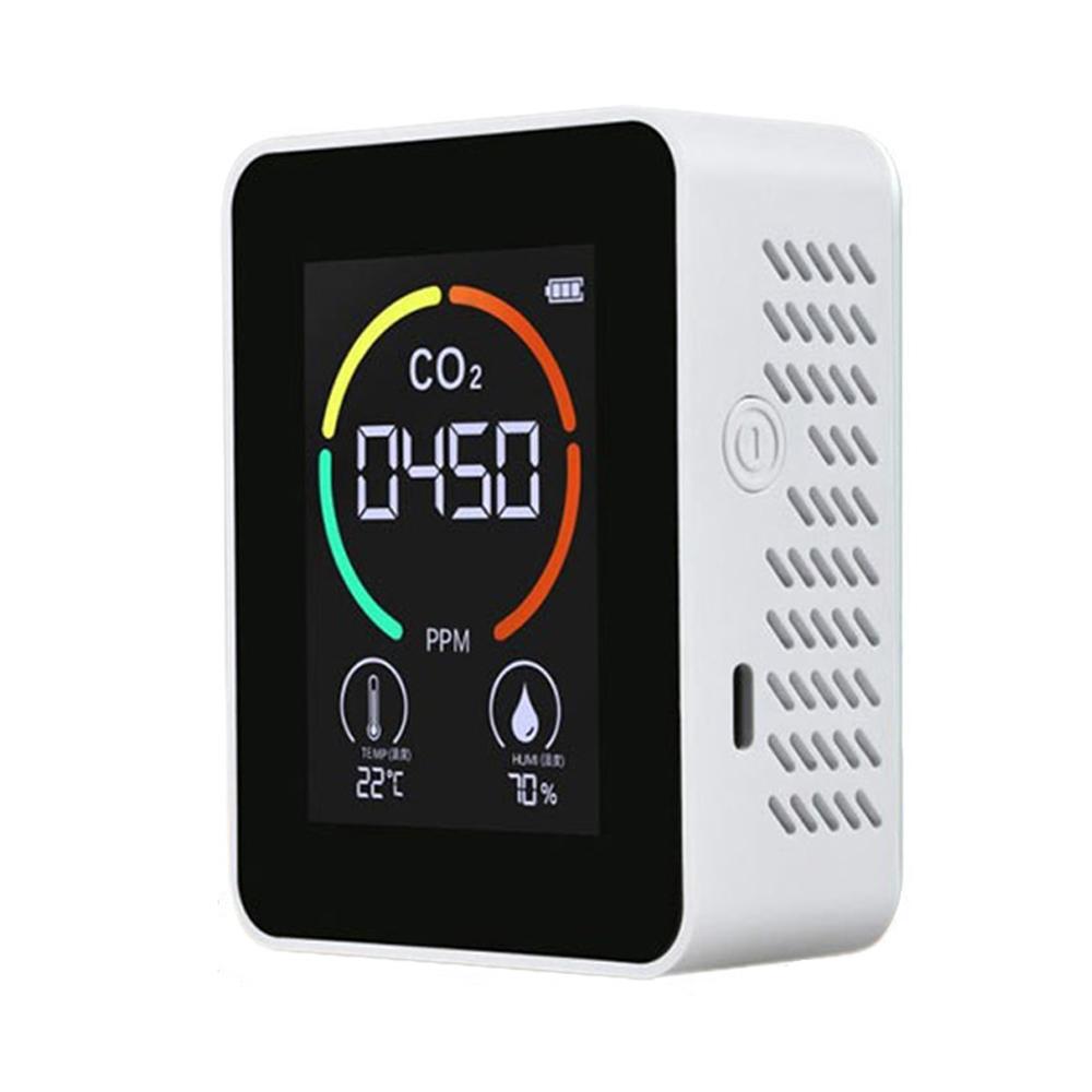 Infrared Air Quality Monitor CO2 Carbon Dioxide Detector Temperature Humidity Meter with 1200mAh Rechargeable Battery